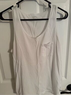 J. Crew White Scoop Neck Pocket Tank